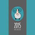 Square New Year greeting card with sheep Royalty Free Stock Photo