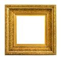 Square old extra wide golden picture frame cutout Royalty Free Stock Photo