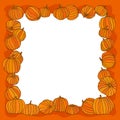 Square orange frame made of decorative pumpkins.