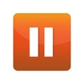 Square orange pause button. Vector illustration. EPS 10. Royalty Free Stock Photo
