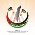 Square Palestine Land Day background with hands holding flag