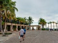 Square with palm trees in tropical resort