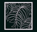 Square pano with a contour of large tropical leaves. File for cutting and decorating. Design for home