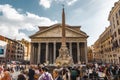 Square of the Pantheon with Fountain in Rome Italy