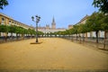 Square Patio de Banderas connects the Alcazar with the cathedral and Santa Cruz district in Sevilla, Spain. Royalty Free Stock Photo