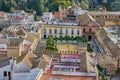 Square Patio de Banderas connects the Alcazar with the cathedral and Santa Cruz district in Sevilla, Spain. Royalty Free Stock Photo