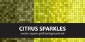 Square pattern set Citrus Sparkles. Vector seamless geometric ba Royalty Free Stock Photo