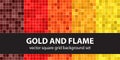 Square pattern set Gold and Flame Royalty Free Stock Photo