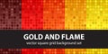 Square pattern set Gold and Flame. Vector seamless tile backgrounds Royalty Free Stock Photo