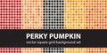 Square pattern set Perky Pumpkin. Vector seamless tile backgrounds Royalty Free Stock Photo