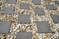 square concrete pavers with stone around Royalty Free Stock Photo