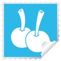 square peeling sticker quirky cartoon cherries