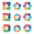 Square pentagon and hexagon infographic chart part four, part Five and part six vector set design