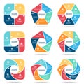 Square pentagon and hexagon infographic part four, part Five and part six vector set design Royalty Free Stock Photo