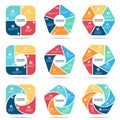 Square pentagon and hexagon infographic part four, part Five and part six vector set design