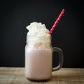 Square photo of homemade hot chocolate with whipped cream Royalty Free Stock Photo