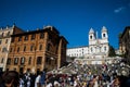 Square Piazza di Spagna, Fountain Fontana della Barcaccia in Rome Royalty Free Stock Photo