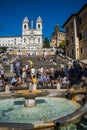 Square Piazza di Spagna, Fountain Fontana della Barcaccia in Rome Royalty Free Stock Photo