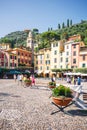 Square Piazzetta di Portofino, Italy,Genova,Liguria,09 aug,18:People walking through the square of the popular resort of Portofino