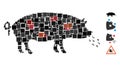 Square Pig Plague Icon Vector Collage