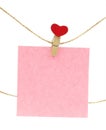 Square pink empty valentine note