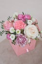 Square Pink Flower box with Fresh Rose Royalty Free Stock Photo