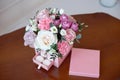 Square Pink Flower box with Fresh Rose Royalty Free Stock Photo