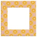 Square pink wall frame with orange slice pattern, wall decor