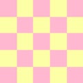 Square pink and yellow pastel color for background, seamless checker yellow and pink pastel soft pattern, chessboard tiles squre