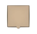 Square pizza box top view, vector mockup. Blank cardboard fast food package, mock-up for design