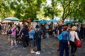 The square of Place du Tertre in Montmartre, famous for artists, painters