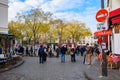 The square of Place du Tertre in Montmartre, famous for artists, painters