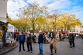 The square of Place du Tertre in Montmartre, famous for artists, painters