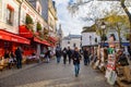 The square of Place du Tertre in Montmartre, famous for artists, painters