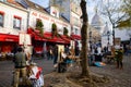 The square of Place du Tertre in Montmartre, famous for artists, painters