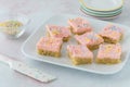 Square plate of Keto Sugar Cookie Bars ready for serving. Royalty Free Stock Photo
