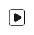 Square play button icon. Play black in white button