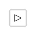 Square play button outline icon