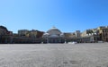 Square of plebiscite in Naples in Southern Italy without people and Church of Saint Francis of Paul also called San Francesco di