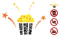 Square Popcorn Fireworks Icon Vector Collage