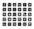 Square popular social media icons collection with rounded corners , black. Royalty Free Stock Photo