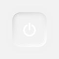 Square power button on a white background. User interface elements in the style of neumorphism, UX.