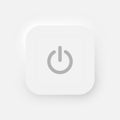 Square power button on a white background. User interface elements in the style of neumorphism, UX.