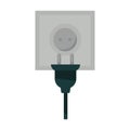Square power socket and black plug isolated illustration Royalty Free Stock Photo