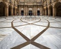 The square that precedes the Basilica at Santa Maria de Montserrat Benedictine Abbey near Barcelona, Spain.