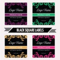 Feminine Black Square Product Labels