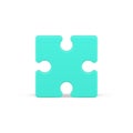 Square puzzle piece 3d icon. Green element diagram with creative solution