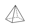 Square Pyramid Projection Straight and Dashed Line