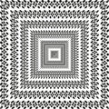Square radial pattern. Repeating inner lines. Black white contrast. Vector geometric border. Royalty Free Stock Photo