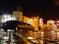 Square in rainy night Royalty Free Stock Photo